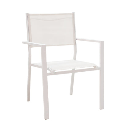 Τραπεζαρία Κήπου Nares-Moly Σετ 7 Τεμ Αλουμίνιο-Textilene σε Λευκή Απόχρωση