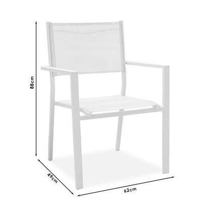 Τραπεζαρία Κήπου Nares-Moly Σετ 7 Τεμ Αλουμίνιο-Textilene σε Λευκή Απόχρωση