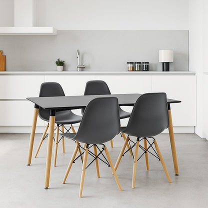 Τραπεζαρία Natali-Julita Σετ 5 Τεμ Μαύρο-Φυσικό 120x80x76