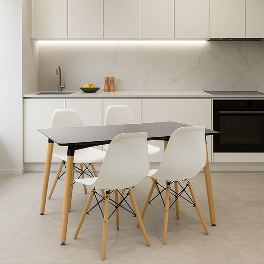 Τραπεζαρία Natali-Julita Σετ 5 Τεμ Μαύρο-Λευκό-Φυσικό 120x80x76