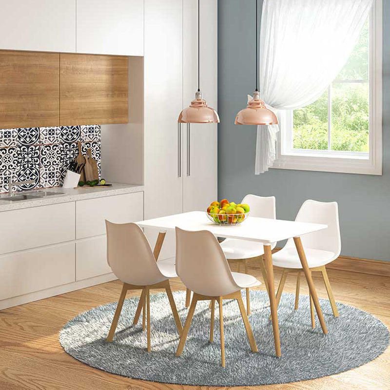 Τραπεζαρία Natali-Gaston Σετ 5 Τμχ Λευκό σε Απόχρωση Λευκό-Φυσικό 120x80x73