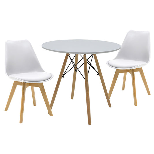 Τραπεζαρία Julita-Gaston Σετ 3 Τεμ σε Απόχρωση Φυσικό-Λευκό Φ80x73