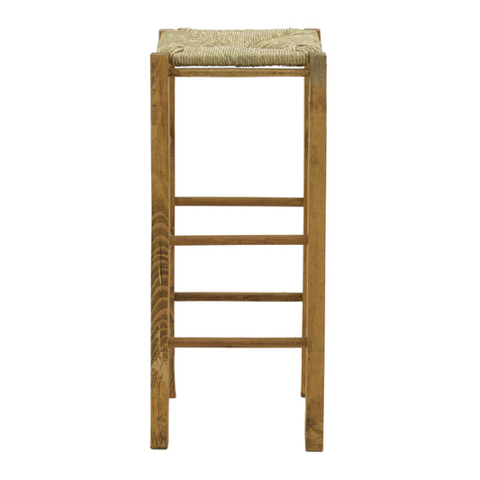 Bodier-Charchie I Backless Cafe Stool with Woven Seat, Walnut Wood 35x35x78
