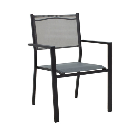 Τραπεζαρία Moly - Kliton Σετ 3 Τεμ Ανθρακί και Μαύρο Αλουμίνιο-Textilene σε Ανθρακί Απόχρωση 80x80x74