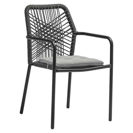 Τραπεζαρία Kherson-Kliton A Σετ 5 Τεμ Αλουμινίου και Σχοινί σε Ανθρακί Απόχρωση 150x80x74