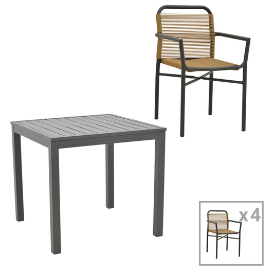 Τραπεζαρία Kliton - Clutch Σετ 5 Τεμ Αλουμίνιο σε Ανθρακί Απόχρωση 80x80x74