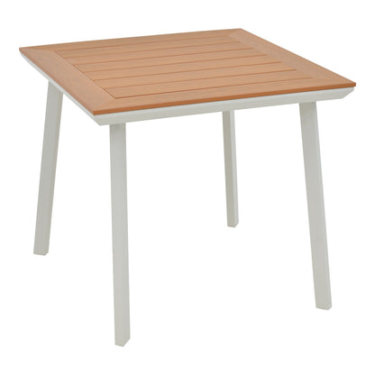Τραπεζαρία Synergy-Pino Σετ 3 Τεμ Λευκό Αλουμίνιο και Plywood σε Φυσικό Χρώμα 80x80x74