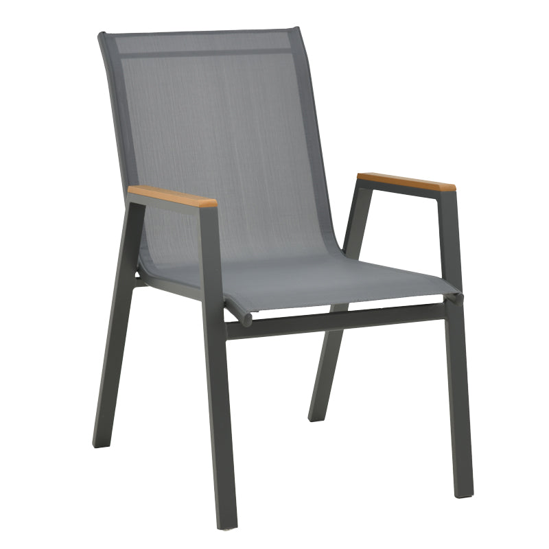 Τραπεζαρία Nares-Azelie C Σετ 5 Τεμ Ανθρακί Αλουμίνιο και Textilene με Plywood σε Φυσικό Χρώμα 140x80x72.5