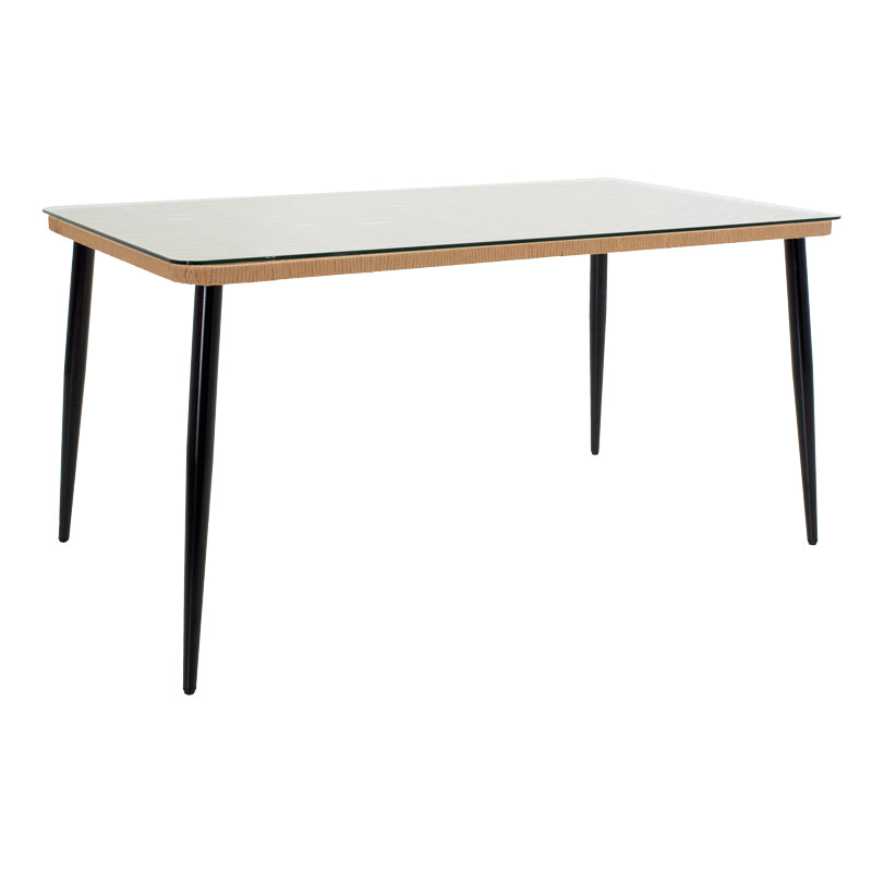 Τραπεζαρία Naoki Χ Σετ 7 Τεμ Rattan PE σε Φυσική Απόχρωση και Μαύρο Μέταλλο 160x90x78