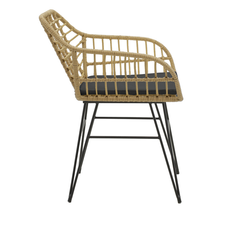 Τραπεζαρία Naoki Χ Σετ 7 Τεμ Rattan PE σε Φυσική Απόχρωση και Μαύρο Μέταλλο 160x90x78