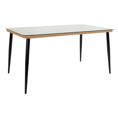 Τραπεζαρία Naoki U Σετ 5 Τεμ Rattan PE σε Φυσική Απόχρωση και Μαύρο Μέταλλο 160x90x78