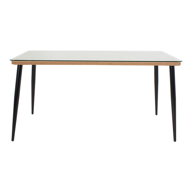 Τραπεζαρία Naoki U Σετ 5 Τεμ Rattan PE σε Φυσική Απόχρωση και Μαύρο Μέταλλο 160x90x78