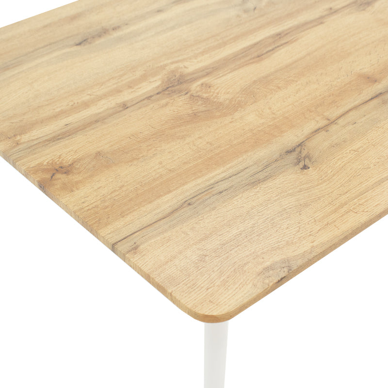 Τραπεζαρία Gaston-Cuba Σετ 5 Τεμ PP-MDF σε Λευκή-Sonoma Απόχρωση 120x80x75