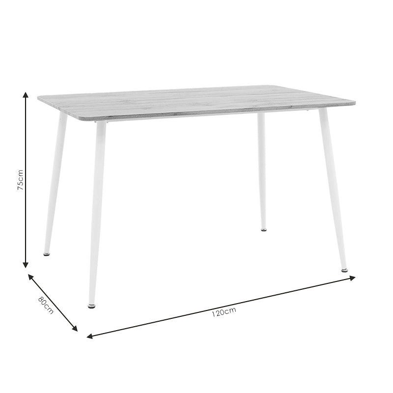 Τραπεζαρία Gaston-Cuba Σετ 5 Τεμ PP-MDF σε Λευκή-Sonoma Απόχρωση 120x80x75