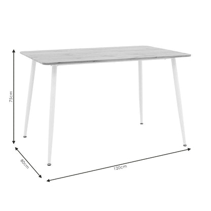 Τραπεζαρία Gaston-Cuba Σετ 5 Τεμ PP-MDF σε Λευκή-Sonoma Απόχρωση 120x80x75