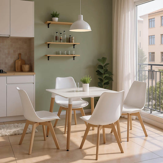 Φοιτητικό Πακέτο Επίπλων Κουζίνας Deli Σετ 5 Τεμ σε Λευκή Απόχρωση 80x80x76