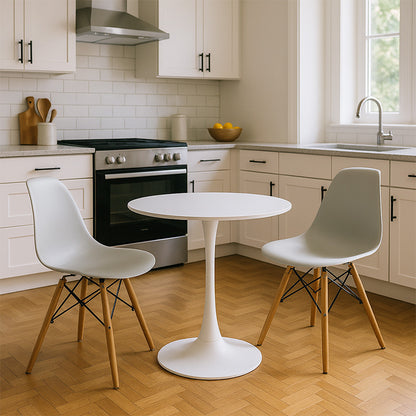 Τραπεζαρία Elijah-Julita Σετ 3 Τεμ PP-PU σε Λευκή Απόχρωση με Φυσικό Πόδι Φ60x74