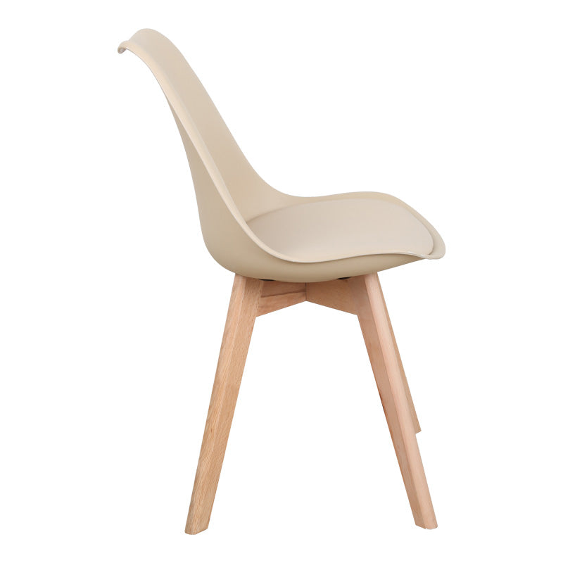 Τραπεζαρία Elijah-Gaston Σετ 3 Τεμ PP-PU σε Taupe-Λευκή Απόχρωση με Φυσικό Πόδι Φ60x74