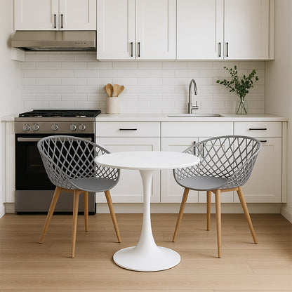 Τραπεζαρία Elijah-Ezra Σετ 3 Τεμ PP-PU σε Γκρι-Λευκή Απόχρωση με Φυσικό Πόδι Φ60x74