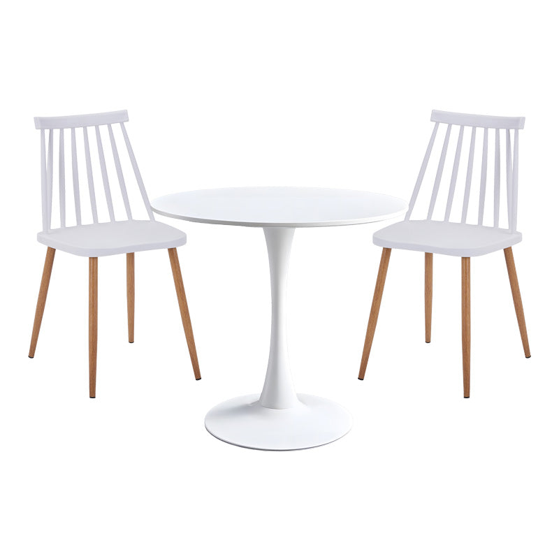 Τραπεζαρία Elijah-Aurora I Σετ 3 Τεμ PP σε Λευκή Απόχρωση με Φυσικό Πόδι Φ60x74