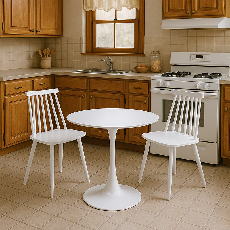 Τραπεζαρία Elijah-Aurora I Σετ 3 Τεμ PP σε Λευκή Απόχρωση Φ60x74