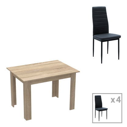 Τραπεζαρία Manka-Parker Σετ 5 Τεμ MDF σε Μαύρη-Sonoma Απόχρωση 110x80x77