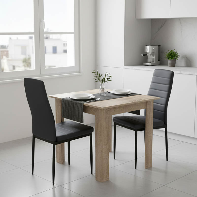 Τραπεζαρία Manka-Parker Σετ 3 Τεμ MDF σε Μαύρη-Sonoma Απόχρωση 80x80x77