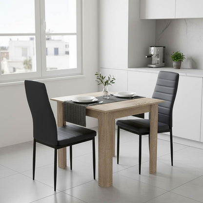 Τραπεζαρία Manka-Parker Σετ 3 Τεμ MDF σε Μαύρη-Sonoma Απόχρωση 80x80x77