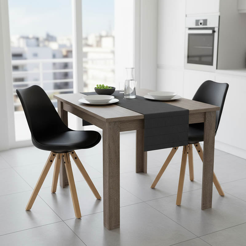 Τραπεζαρία Manka I-Caron Σετ 3 Τεμ σε Sonoma Truffle-Μαύρη Απόχρωση 80x80x77