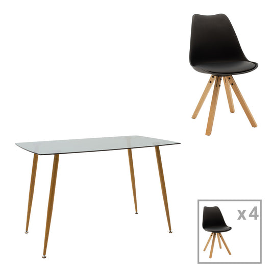 Τραπεζαρία Chloe-Caron Σετ 5 Τεμ σε Ανθρακί-Μαύρη Απόχρωση 120x70x75