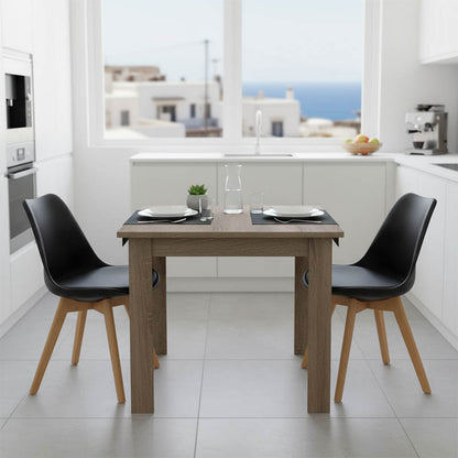 Τραπεζαρία Manka Ι-Gaston Σετ 3 Τεμ σε Sonoma Truffle-Μαύρη Απόχρωση 80x80x77