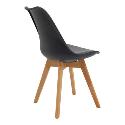 Τραπεζαρία Chloe-Gaston Σετ 5 Τεμ Γυάλινο 8χιλ Ανθρακί - Πόδι Φυσικό 120x70x75