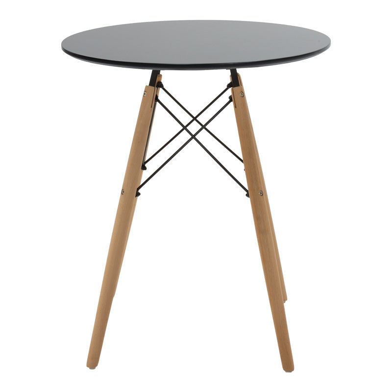 Julita Dining Table Set of 3 MDF Black-Beech Wood in Natural Shade Φ60x73