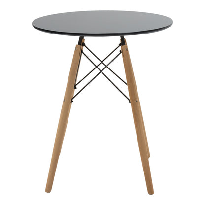 Julita Dining Table Set of 3 MDF Black-Beech Wood in Natural Shade Φ60x73