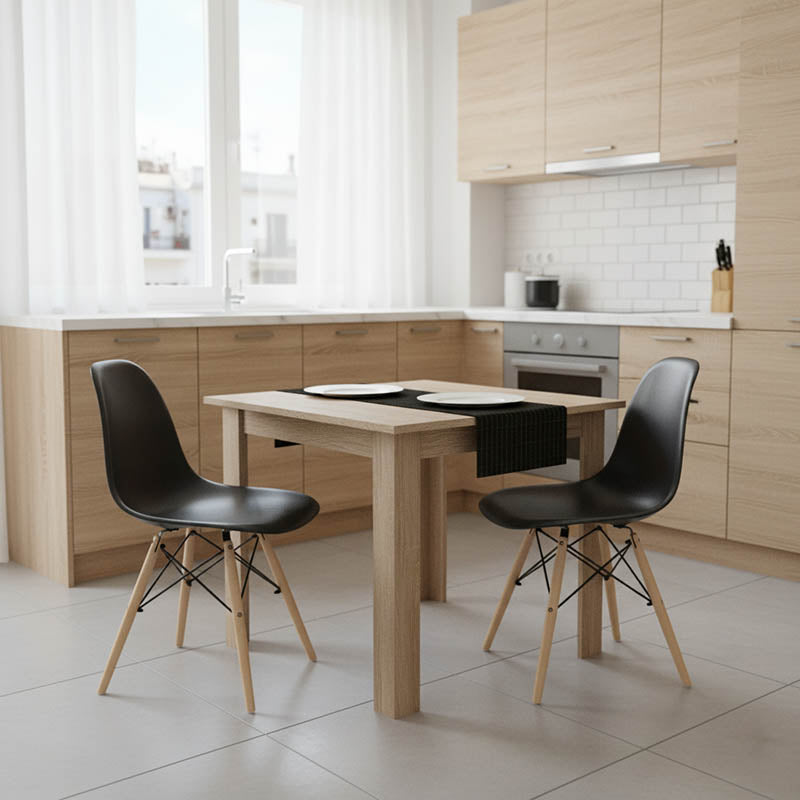 Τραπεζαρία Manka I-Julita Σετ 3 Τεμ σε Sonoma-Μαύρη Απόχρωση 80x80x77