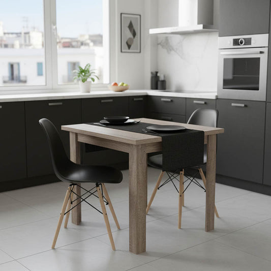 Τραπεζαρία Manka I-Julita Σετ 3 Τεμ σε Sonoma Truffle-Μαύρη Απόχρωση 80x80x77