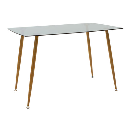 Τραπεζαρία Chloe-Julita Σετ 5 Τεμ Γυάλινο 8χιλ Ανθρακί - Πόδι Φυσικό 120x70x75