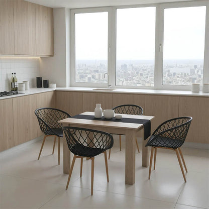 Τραπεζαρία Manka-Ezra Σετ 5 Τεμ σε Sonoma-Μαύρη Απόχρωση 110x80x77