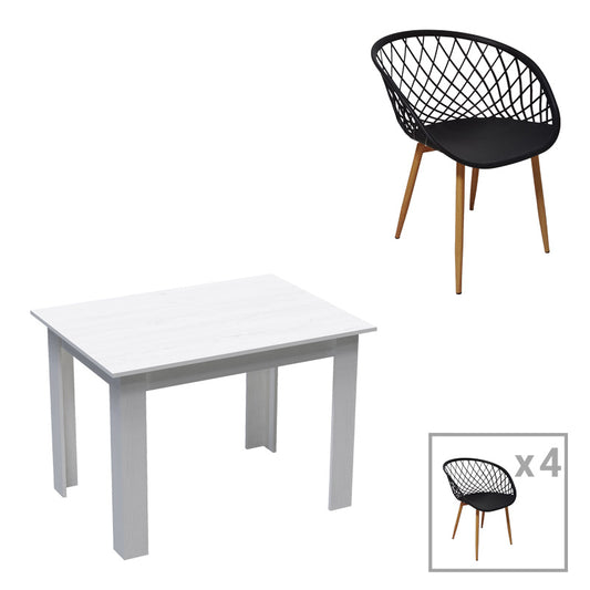 Τραπεζαρία Manka-Parker Σετ 5 Τεμ σε Λευκή Απόχρωση 110x80x77