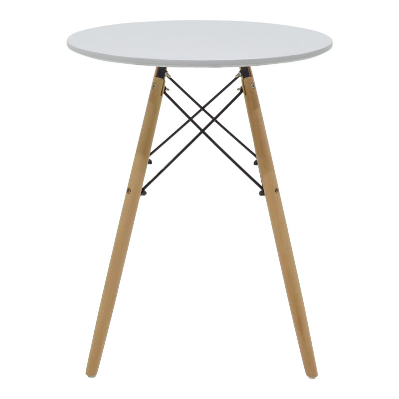 Τραπεζαρία Julita-Caron Σετ 3 Τεμ MDF Λευκό-Πόδια σε Φυσική Απόχρωση Φ60x73