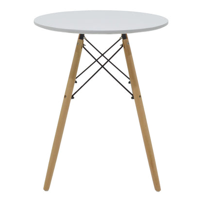 Τραπεζαρία Julita-Caron Σετ 3 Τεμ MDF Λευκό-Πόδια σε Φυσική Απόχρωση Φ60x73