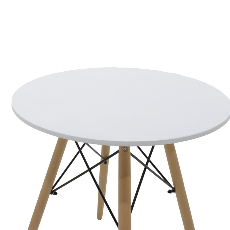 Τραπεζαρία Julita-Caron Σετ 3 Τεμ MDF Λευκό-Πόδια σε Φυσική Απόχρωση Φ60x73