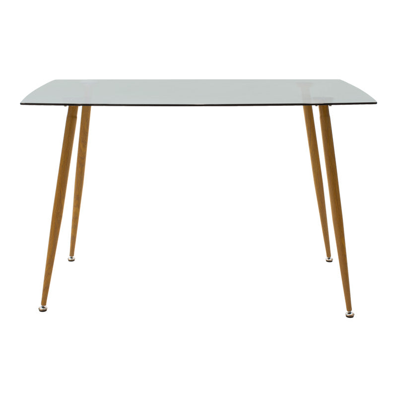 Τραπεζαρία Chloe-Caron Σετ 5 Τεμ Γυάλινο 8χιλ Ανθρακί - Πόδι Φυσικό 120x70x75