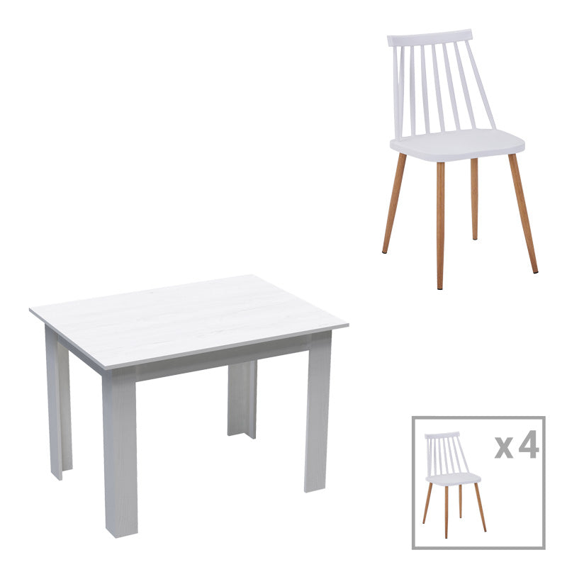 Τραπεζαρία Manka-Aurora I Σετ 5 Τεμ σε Λευκή Απόχρωση 110x80x77