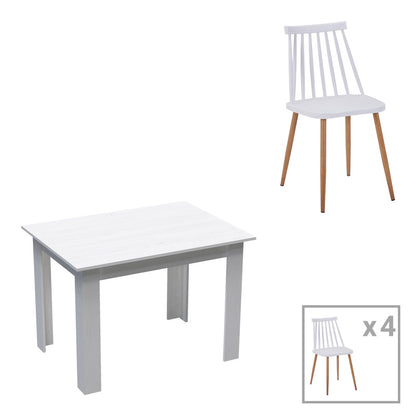 Τραπεζαρία Manka-Aurora I Σετ 5 Τεμ σε Λευκή Απόχρωση 110x80x77