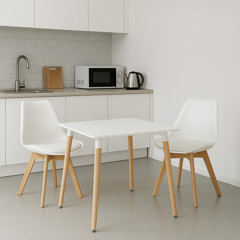 Τραπεζαρία Natali-Gaston Σετ 3 Τεμ σε Λευκή Απόχρωση 80x80x76