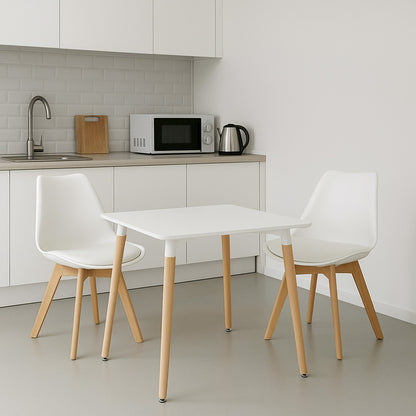 Τραπεζαρία Natali-Gaston Σετ 3 Τεμ σε Λευκή Απόχρωση 80x80x76