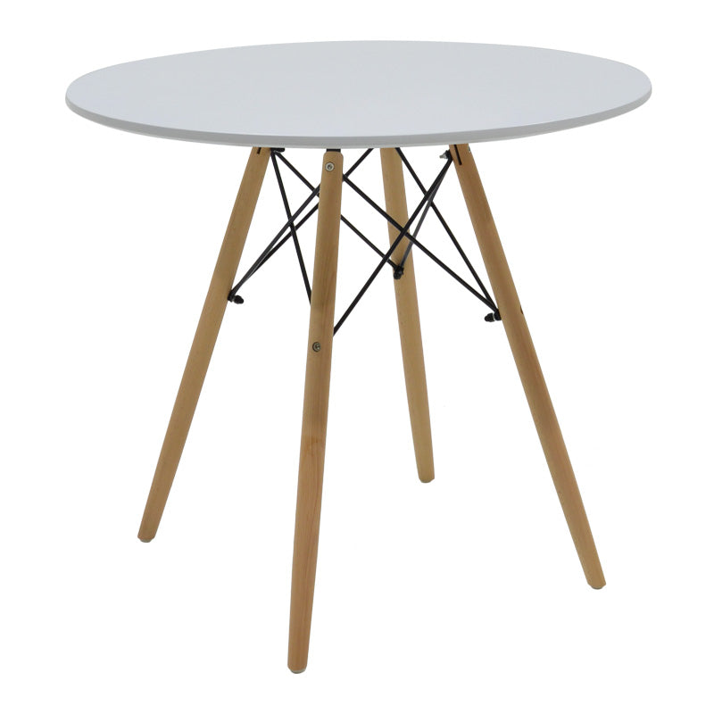 Τραπεζαρία Julita-Gaston Σετ 5 Τεμ MDF και Ξύλο Οξιάς σε Λευκή-Φυσική Απόχρωση Φ80x73