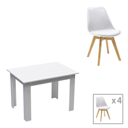 Τραπεζαρία Manka-Gaston Σετ 5 Τεμ σε Λευκή Απόχρωση 110x80x77