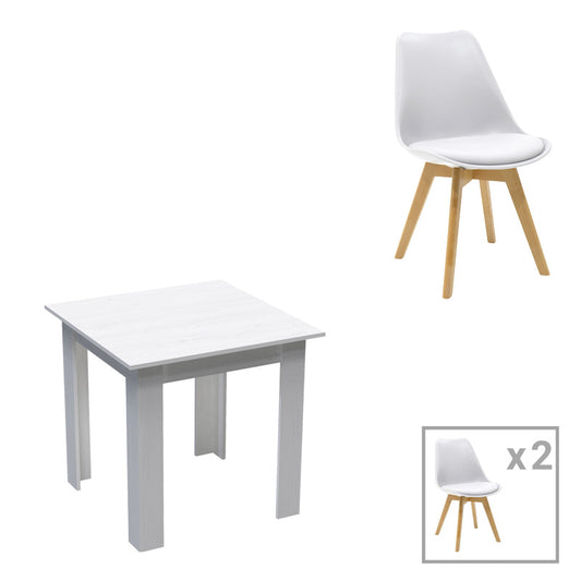 Τραπεζαρία Manka-Gaston Σετ 3 Τεμ σε Λευκή Απόχρωση 80x80x77